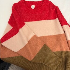a new day Women's Striped Sweater - Red, Pink, Orange, Green